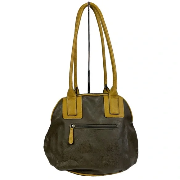 Black Rivet Faux Leather Bag Brown and Yellow - Picture 4 of 11